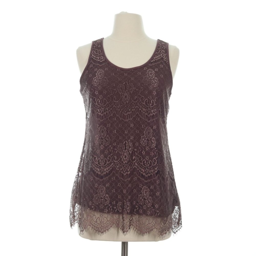 Maurices Women's Brown Lined Floral Lace Sleeveless Tank Top
